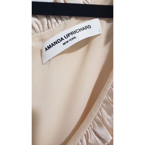 AMANDA UPRICHARD 100% Silk Champagne Tiered Sleeveless Dress Size‎ Large NWT - Picture 10 of 10
